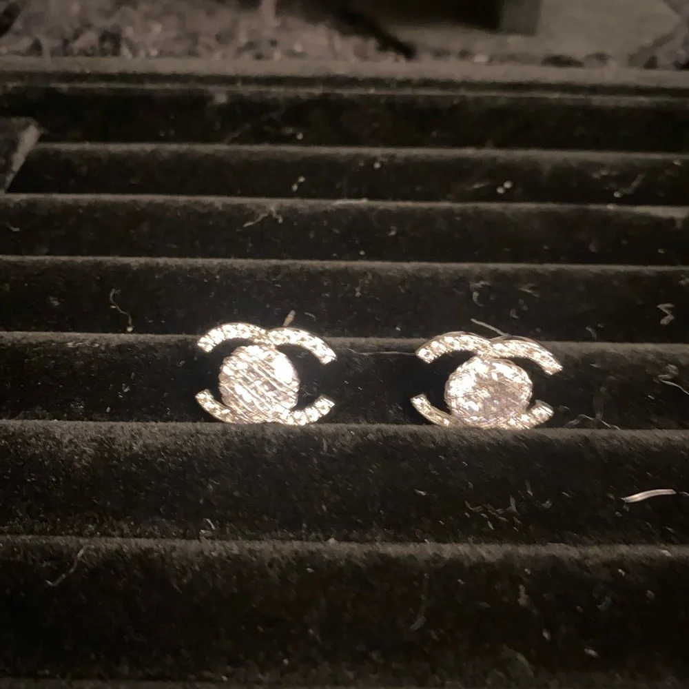 Elegant Silver Crystal Stud Earrings - Picture 6 of 6